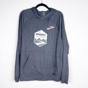 Brooks Men's Trail Running Lightweight Hooded Pullover Gray Sz L